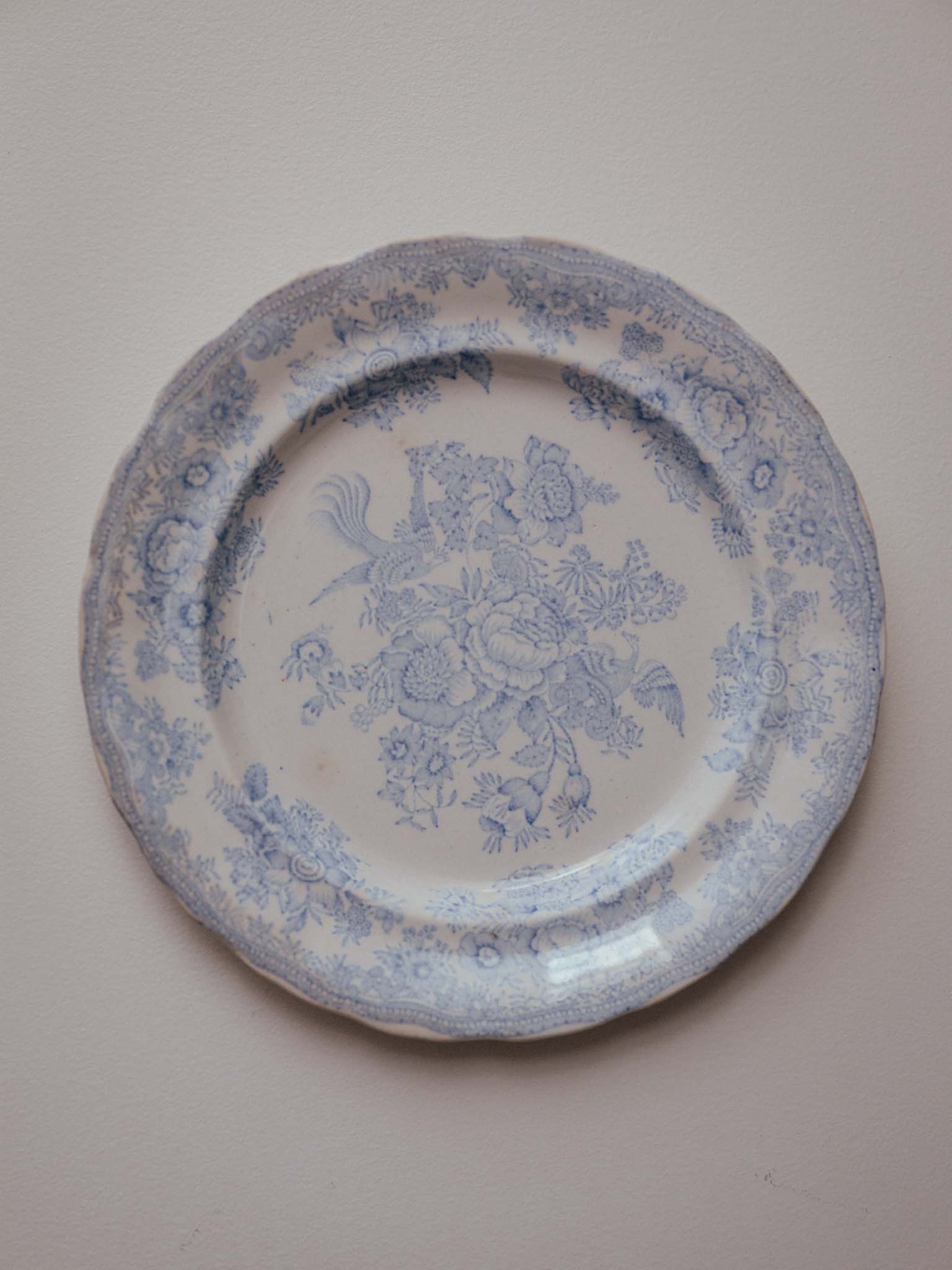 Asiatic Pheasants Blue Transferware Plate 1 of 2