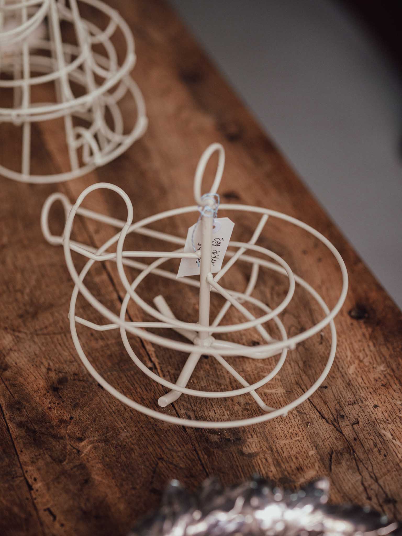 Vintage Cream Wire Spiral Egg Run