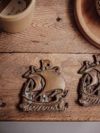 Pair of Cast Brass Sailing Ship Plaques