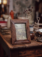 Vintage Handmade Timber Frame with Rural Landscape Print
