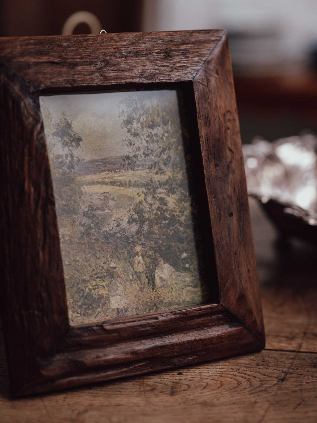 Vintage Handmade Timber Frame with Rural Landscape Print