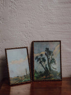 Pair of Faux Bamboo Antique Brass Frames with Constable Prints