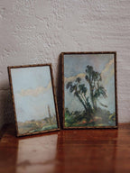 Pair of Faux Bamboo Antique Brass Frames with Constable Prints
