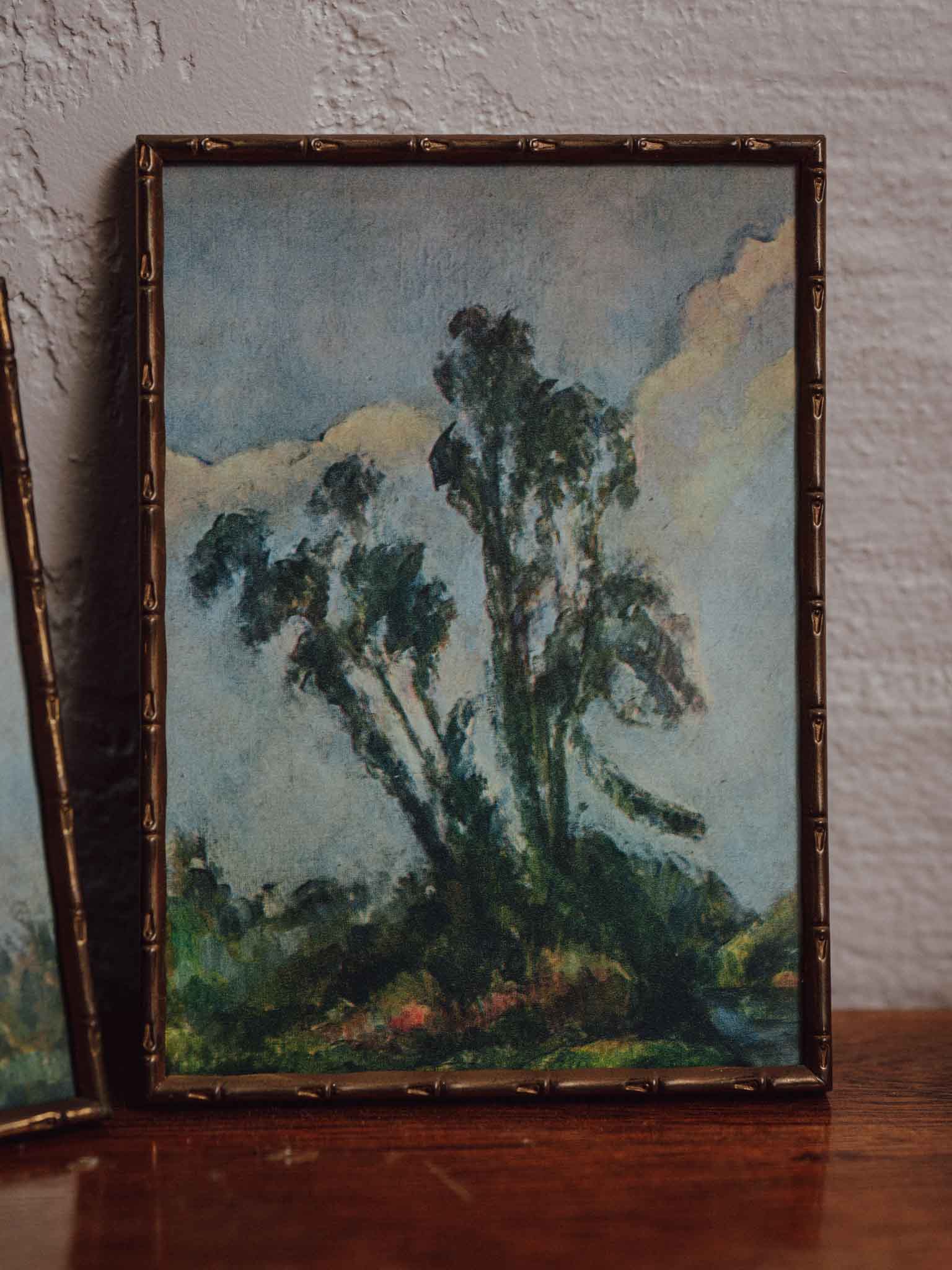 Pair of Faux Bamboo Antique Brass Frames with Constable Prints
