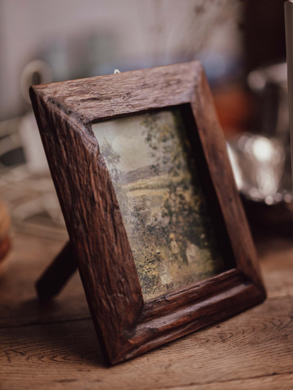 Vintage Handmade Timber Frame with Rural Landscape Print