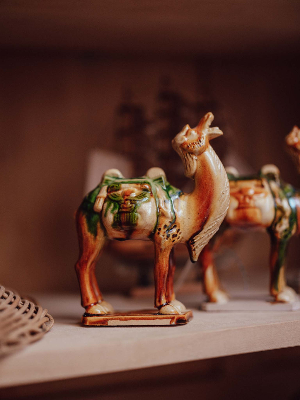 Pair of Sancai Glaze Ceramic Camels