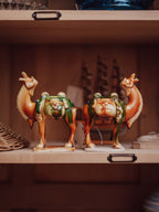 Pair of Sancai Glaze Ceramic Camels