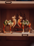 Pair of Sancai Glaze Ceramic Camels