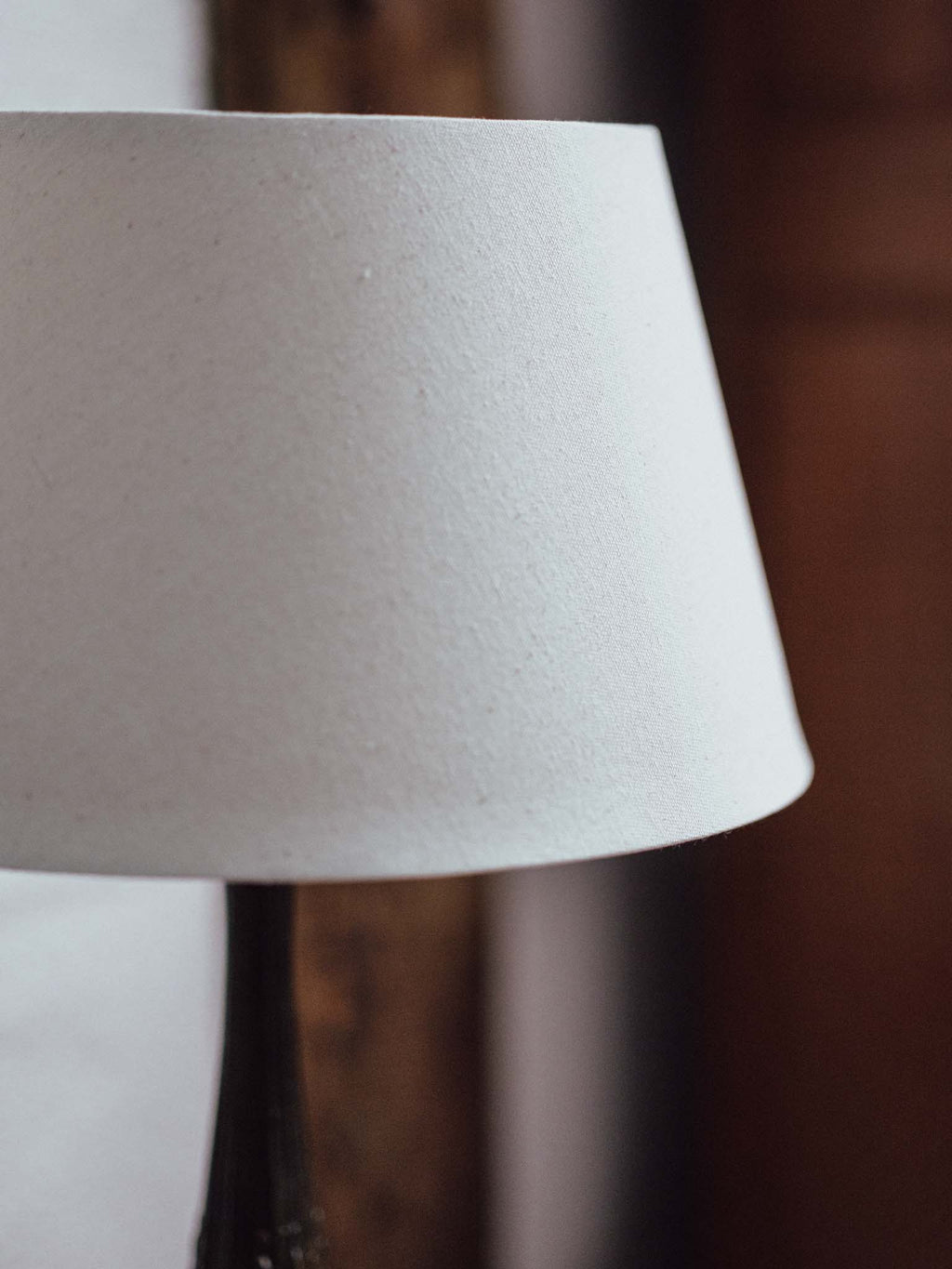 Antique Cast Metal Table Lamp with Ivory Linen Shade