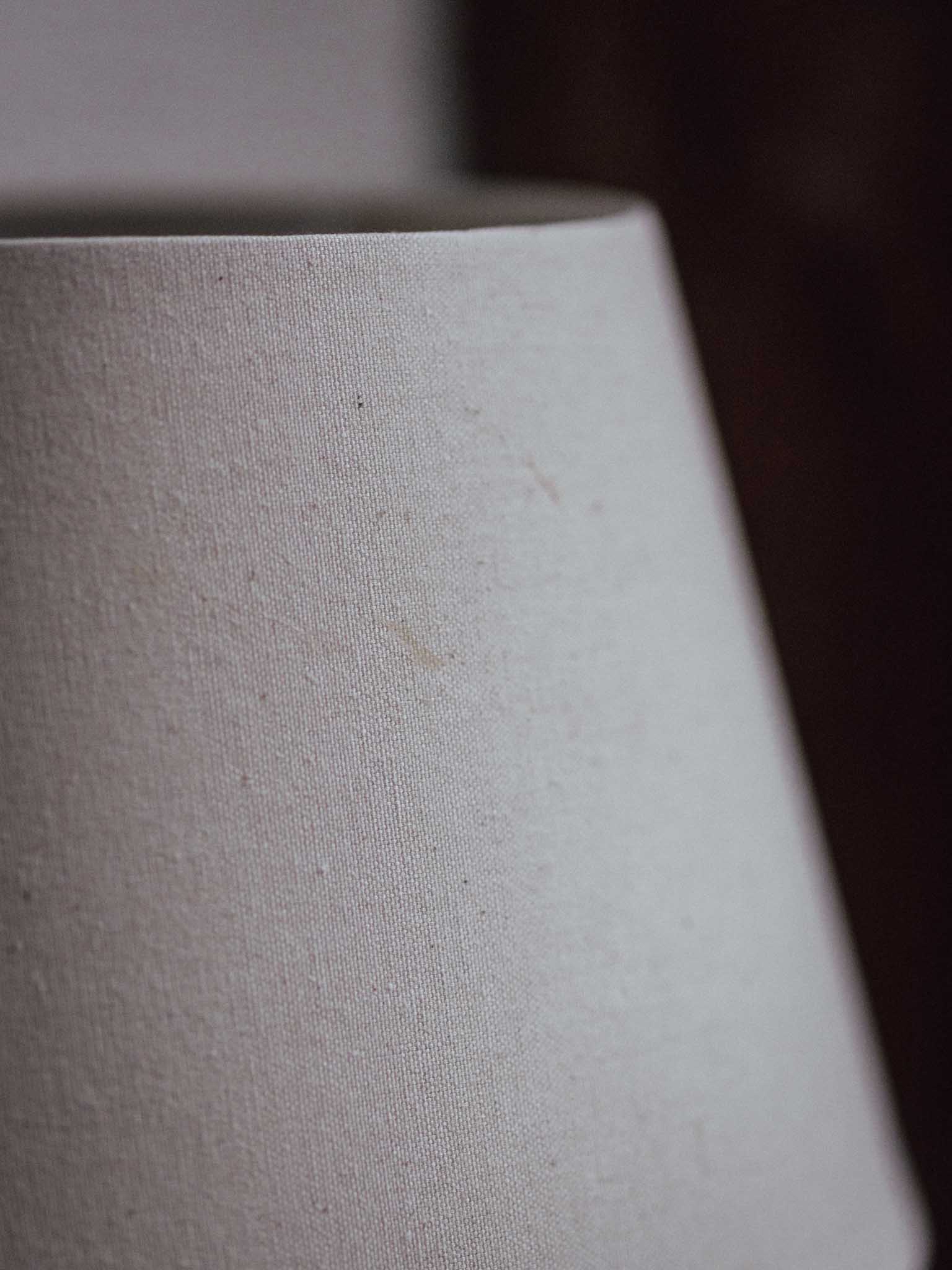 Antique Cast Metal Table Lamp with Ivory Linen Shade
