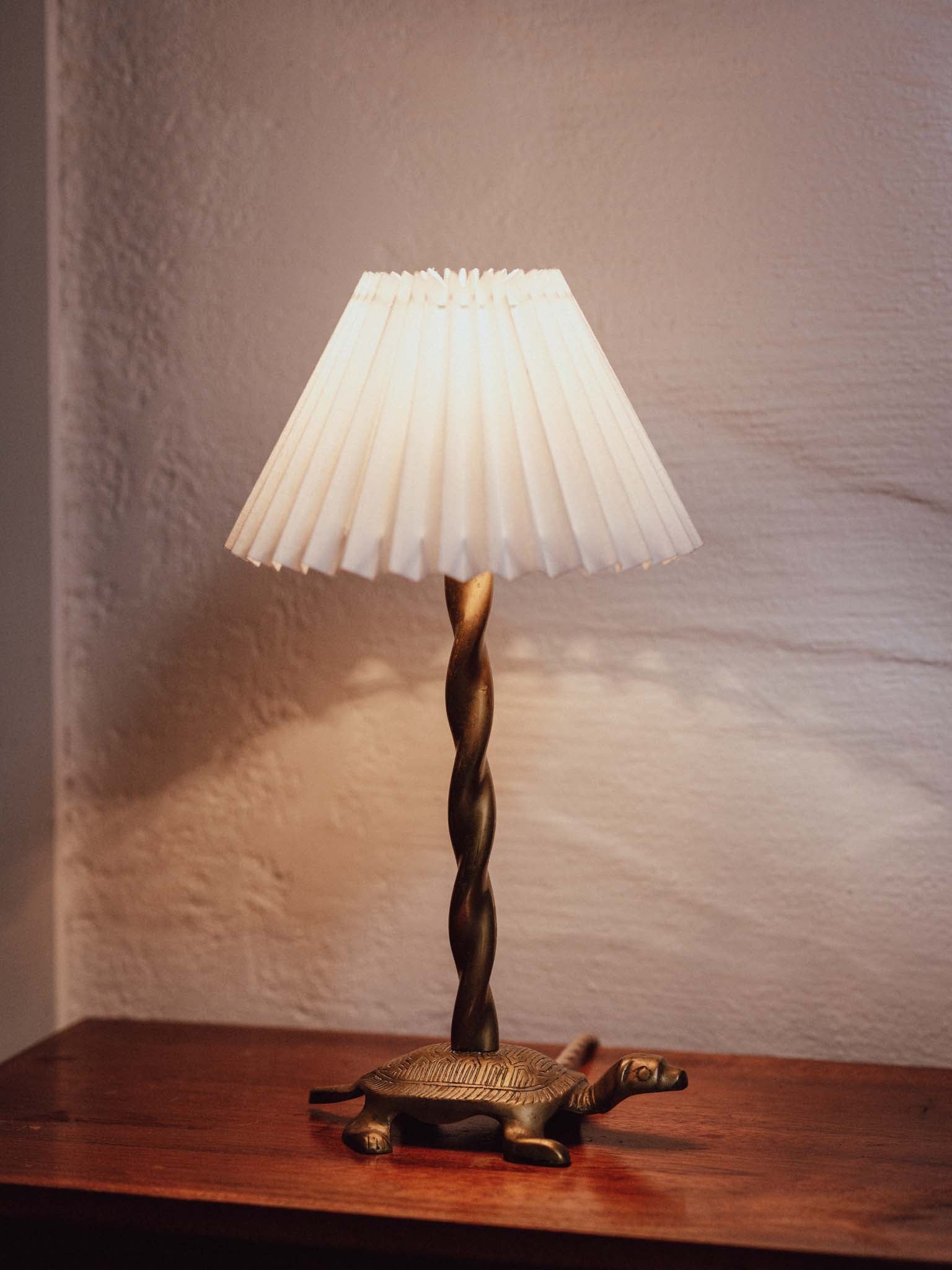 Vintage Brass Turtle Table Lamp