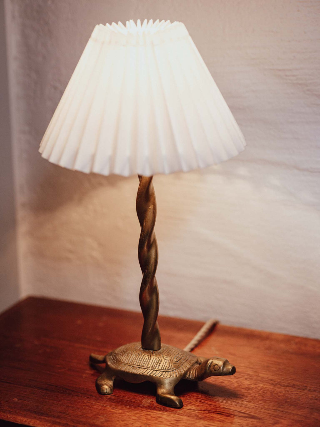 Vintage Brass Turtle Table Lamp