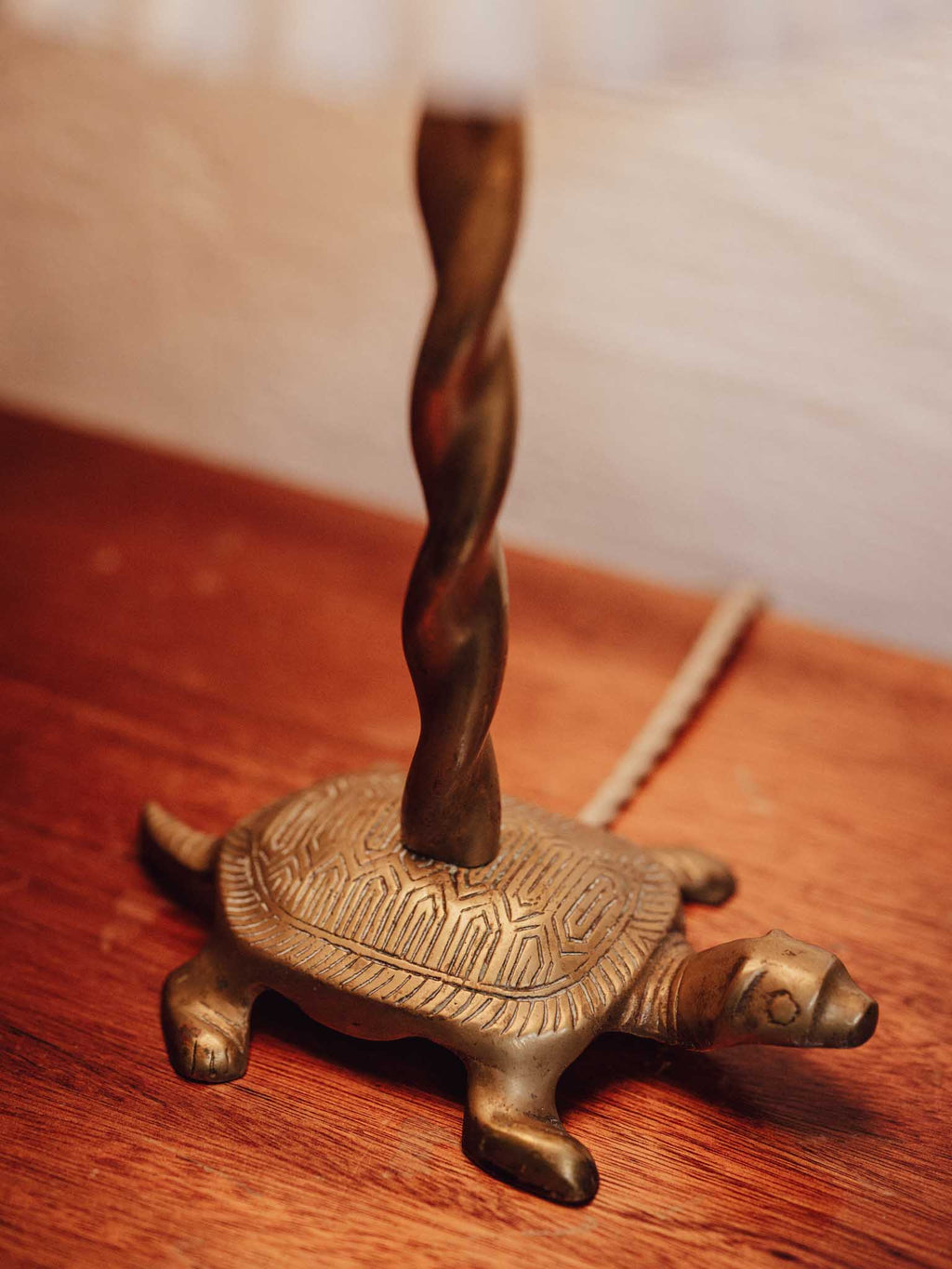 Vintage Brass Turtle Table Lamp