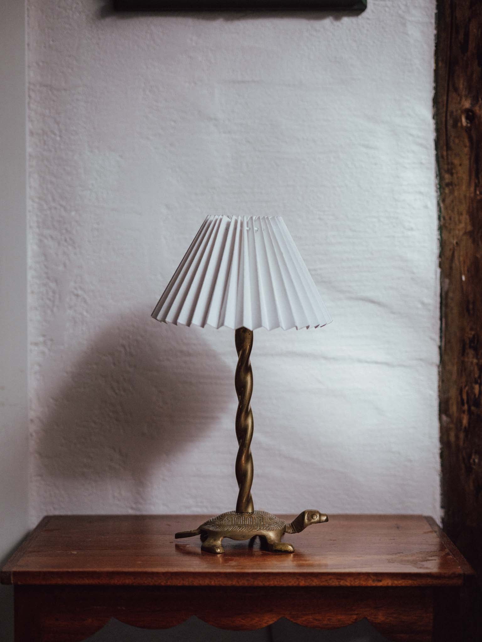 Vintage Brass Turtle Table Lamp