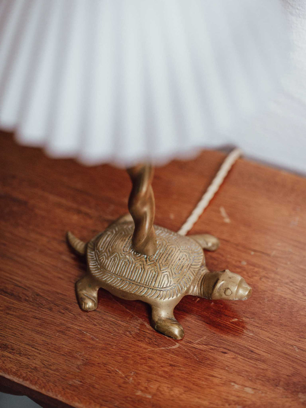 Vintage Brass Turtle Table Lamp