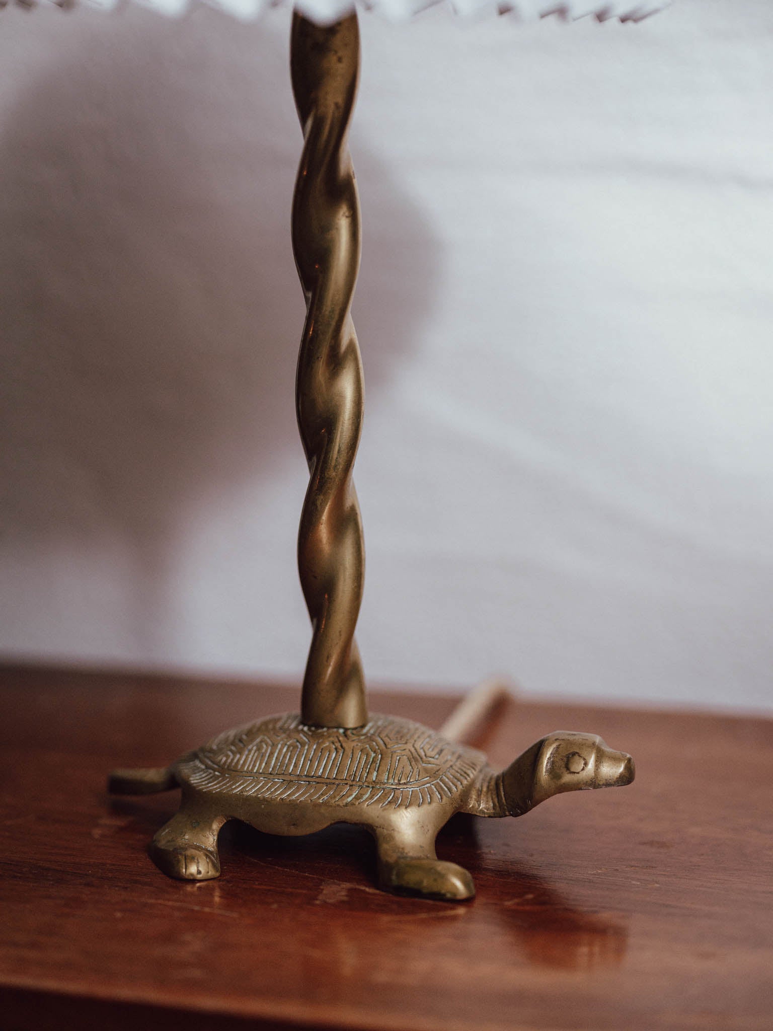 Vintage Brass Turtle Table Lamp