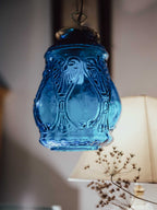 Antique Blue Pressed Glass Pendant Shade