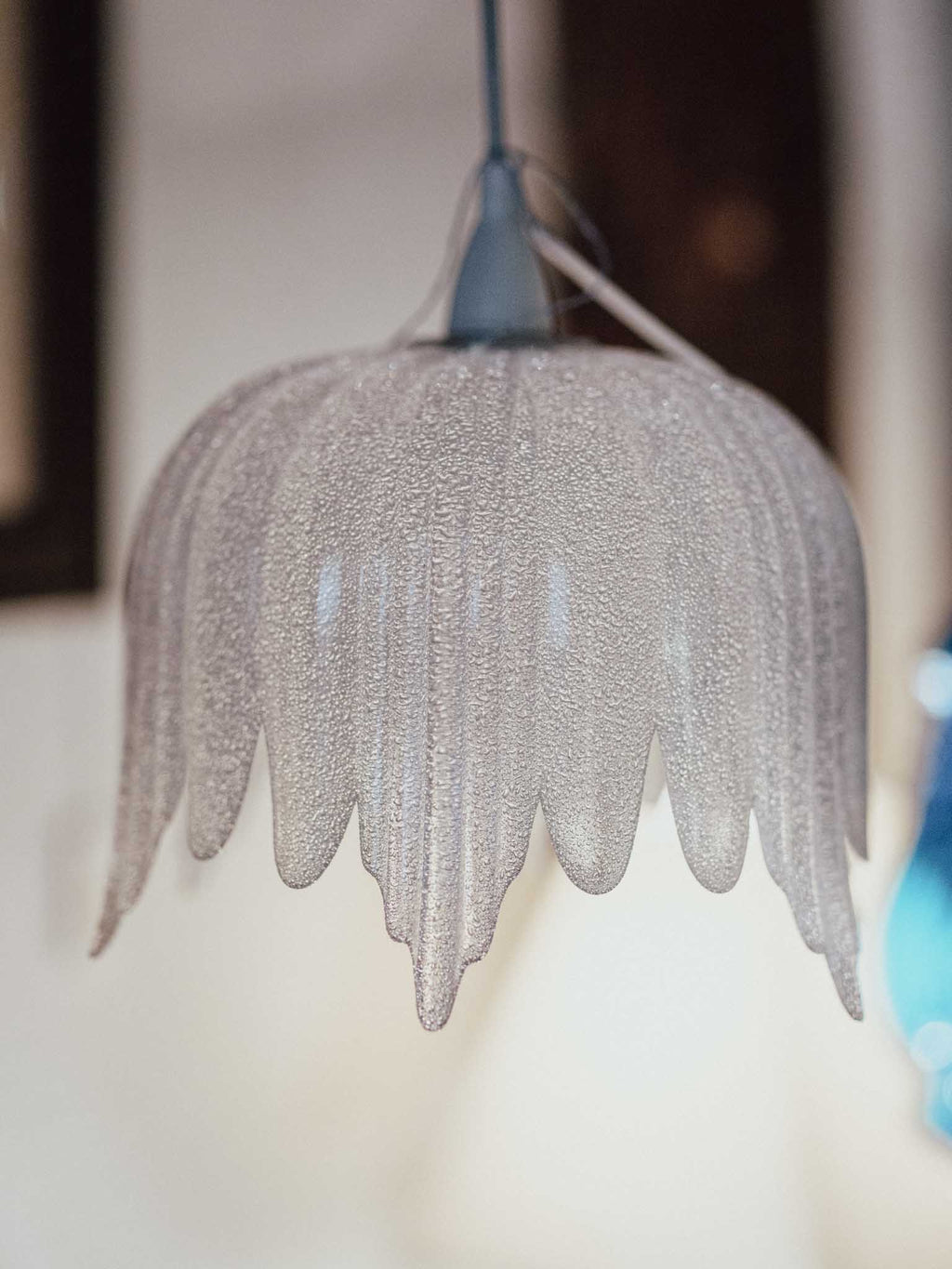 Swedish Vintage Textured Glass Pendant Shade