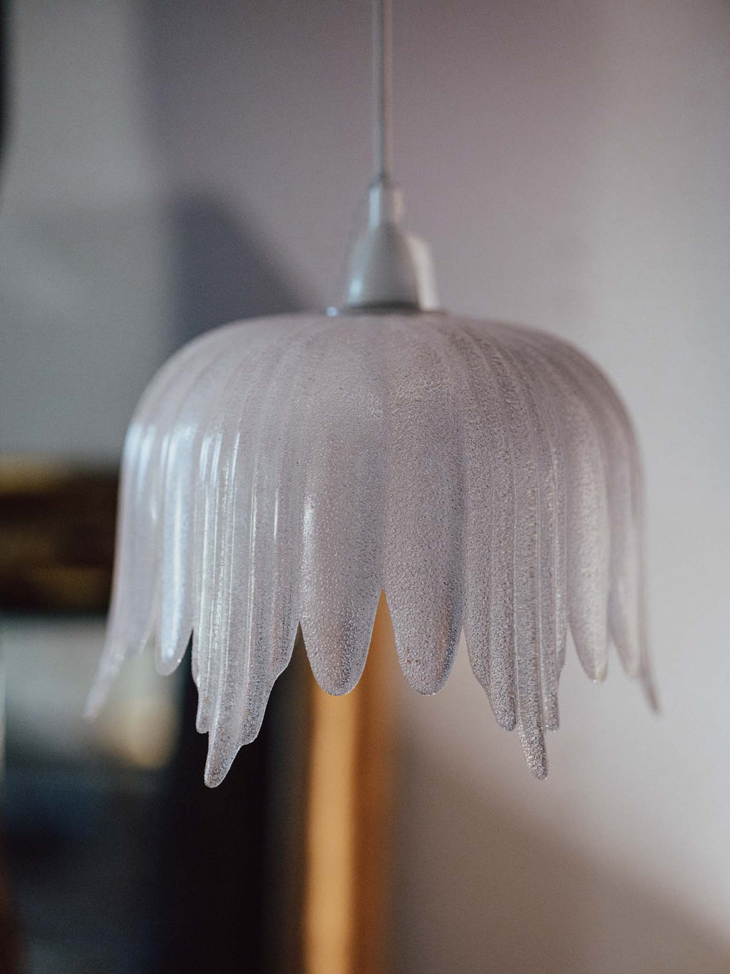 Swedish Vintage Textured Glass Pendant Shade