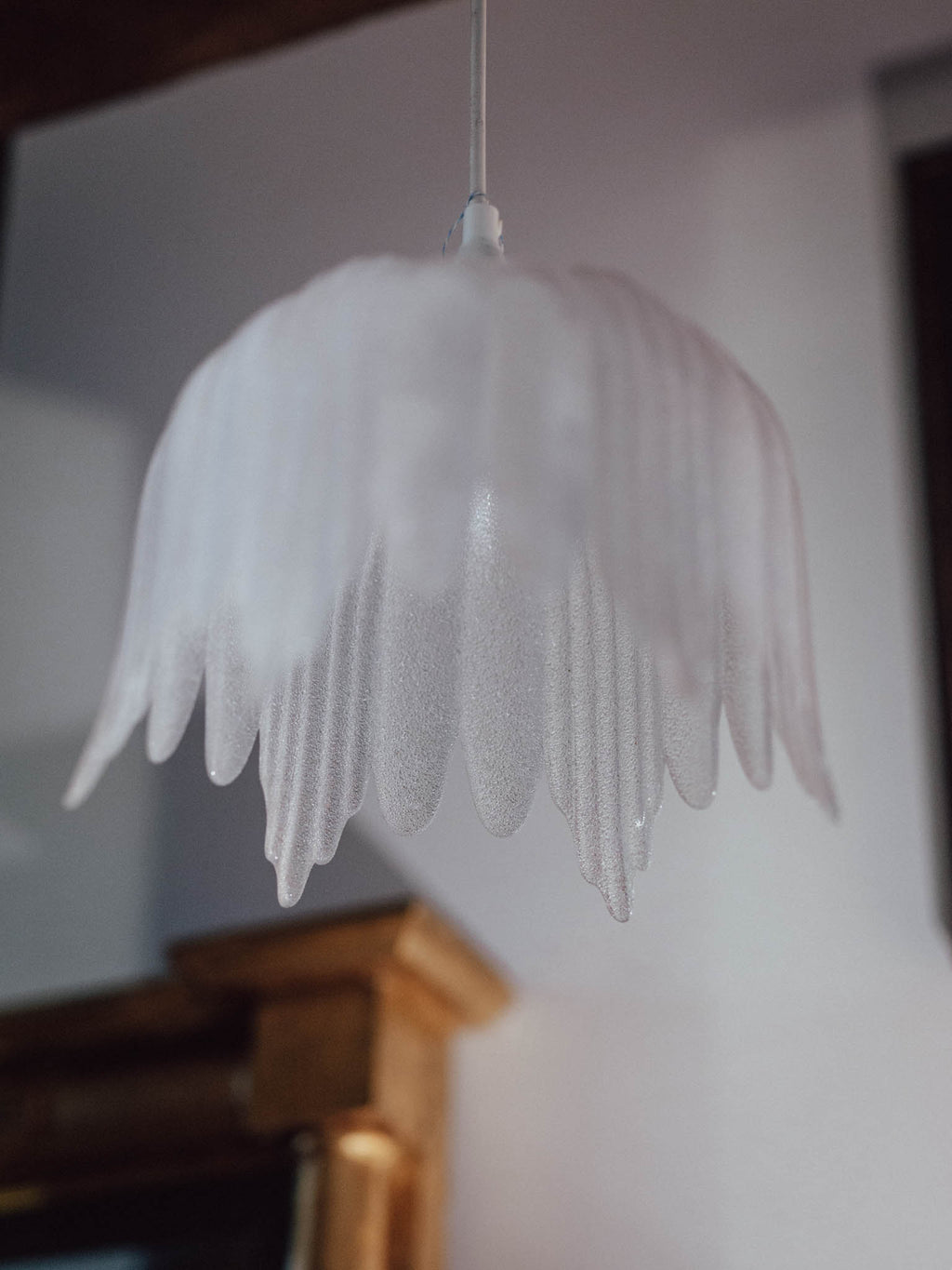 Swedish Vintage Textured Glass Pendant Shade