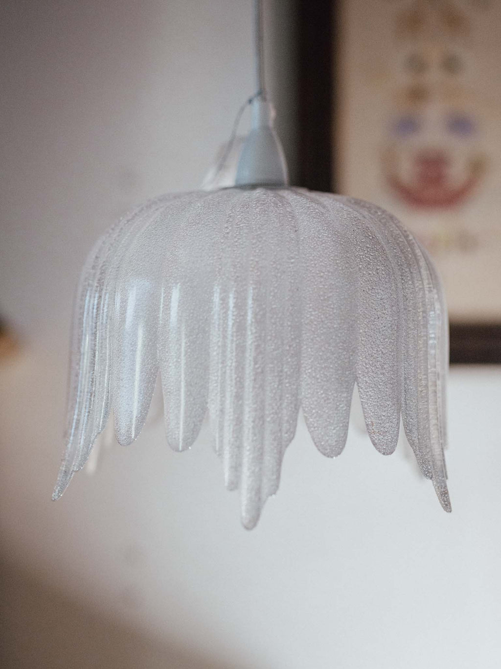 Swedish Vintage Textured Glass Pendant Shade