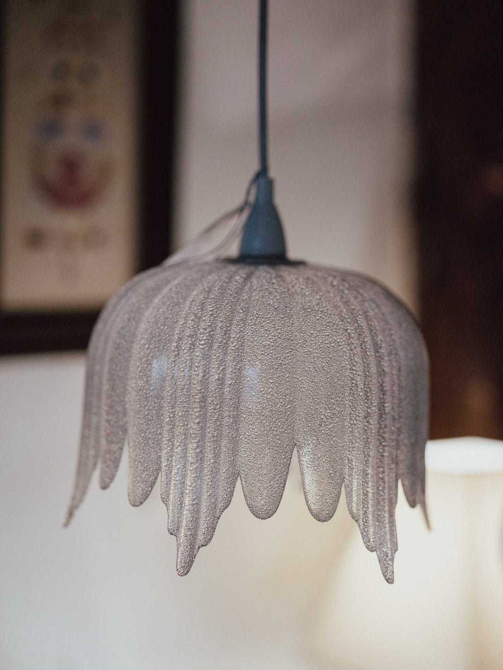 Swedish Vintage Textured Glass Pendant Shade