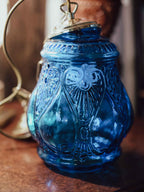 Antique Blue Pressed Glass Pendant Shade