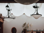 Pair of Vintage Italian Brass Pendant Lights with Verdigris Finish