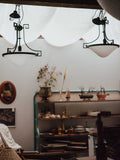 Pair of Vintage Italian Brass Pendant Lights with Verdigris Finish