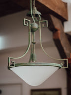 Pair of Vintage Italian Brass Pendant Lights with Verdigris Finish