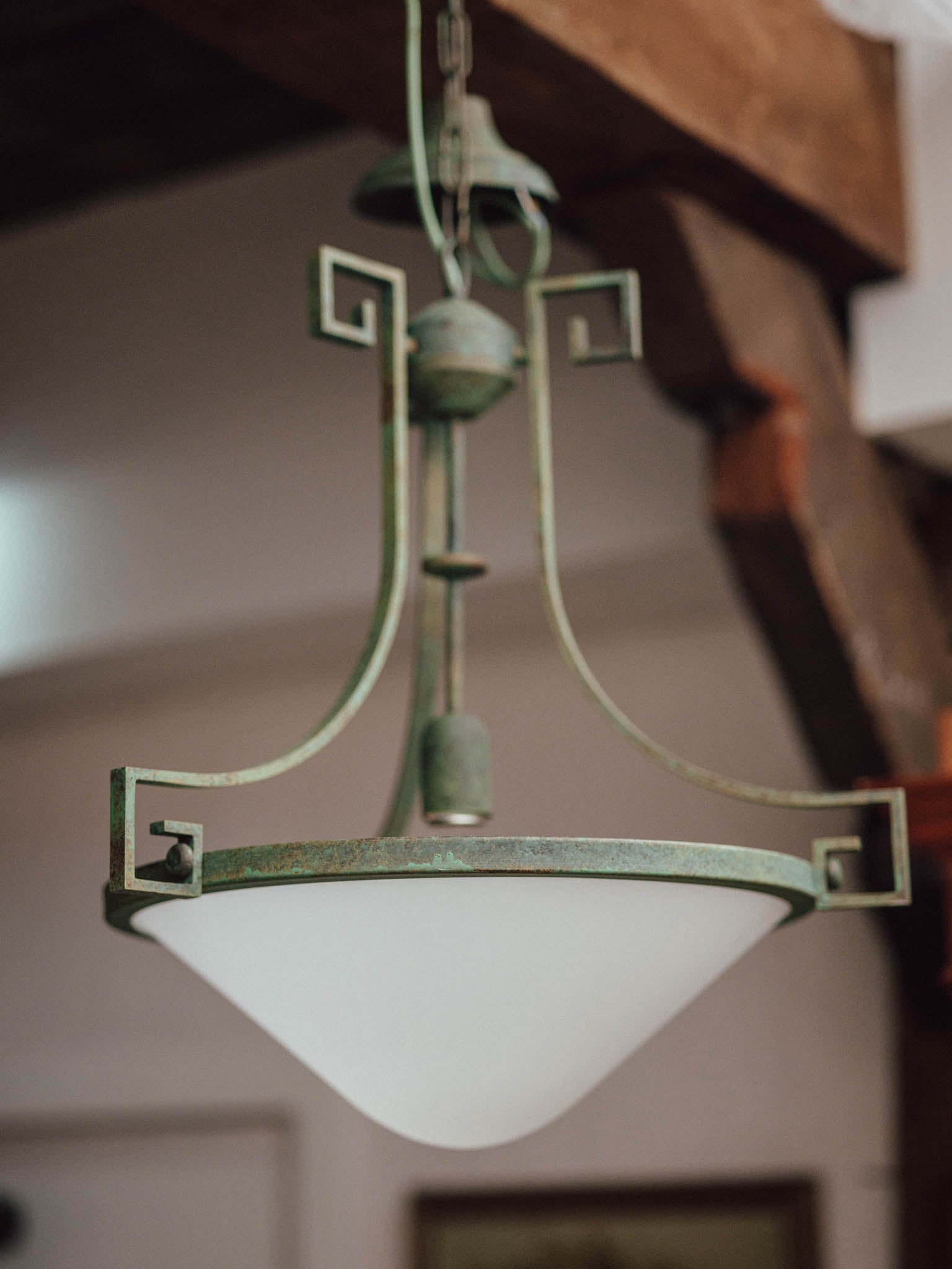 Pair of Vintage Italian Brass Pendant Lights with Verdigris Finish