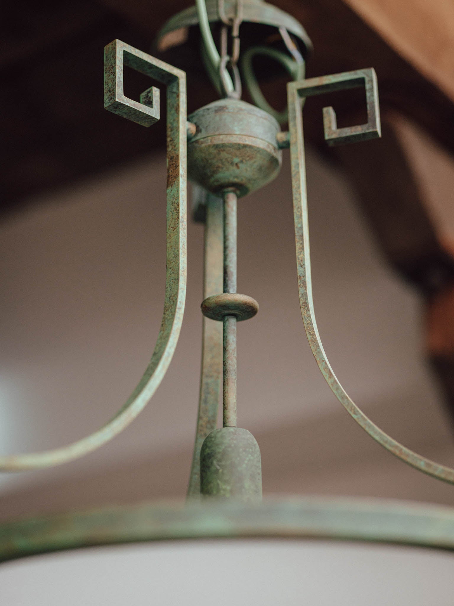 Pair of Vintage Italian Brass Pendant Lights with Verdigris Finish