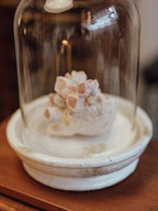 Extra Large Glass Cloche with Crazed Ceramic Base