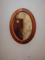 Vintage Solid Wood Oval Wall Mirror with Handmade Frame