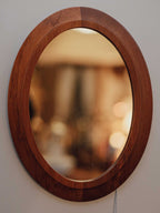 Vintage Solid Wood Oval Wall Mirror with Handmade Frame