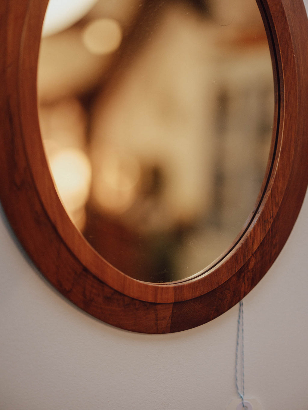 Vintage Solid Wood Oval Wall Mirror with Handmade Frame
