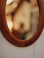 Vintage Solid Wood Oval Wall Mirror with Handmade Frame