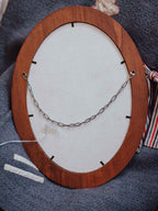 Vintage Solid Wood Oval Wall Mirror with Handmade Frame