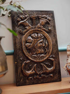 Antique Carved Wood Renaissance Portrait Relief Panel