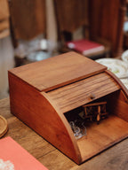 Vintage Wooden Roll-Top Tambour Bread Bin