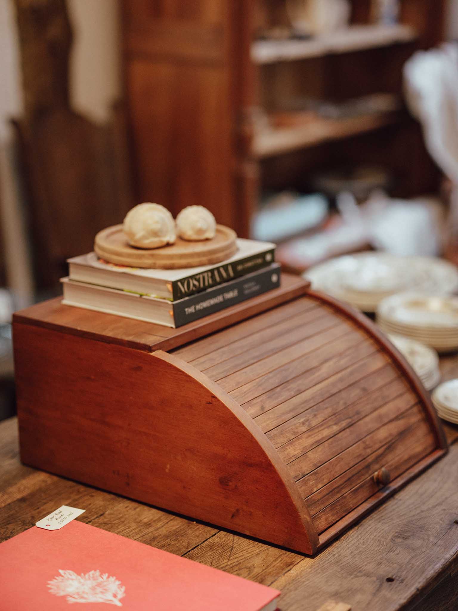 Vintage Wooden Roll-Top Tambour Bread Bin