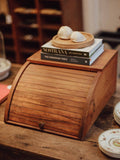 Vintage Wooden Roll-Top Tambour Bread Bin