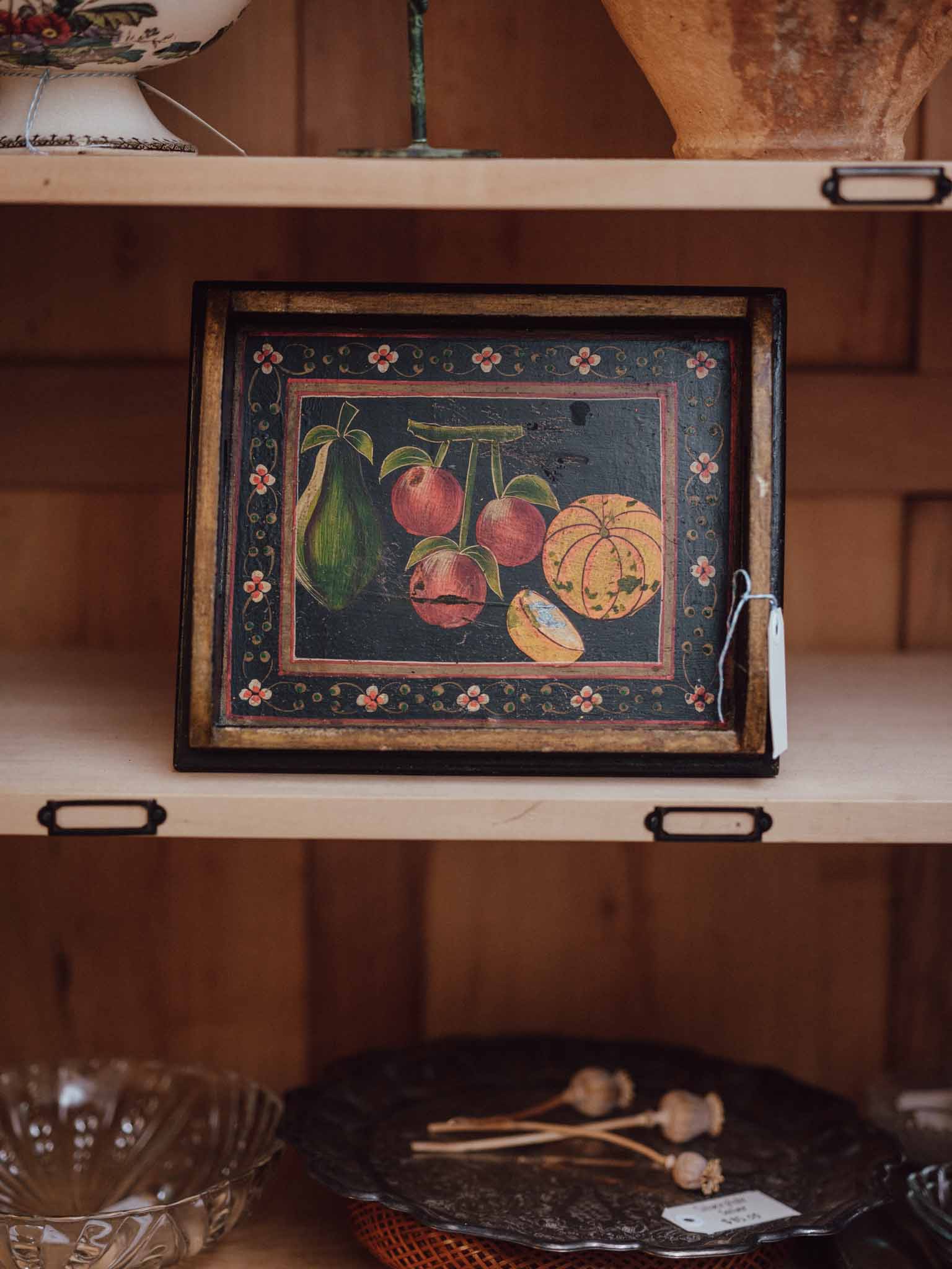 Hand Painted Vintage Fruit Tray with Handles