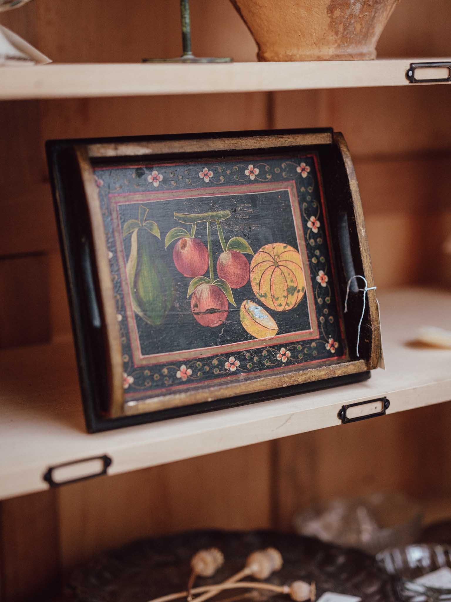 Hand Painted Vintage Fruit Tray with Handles