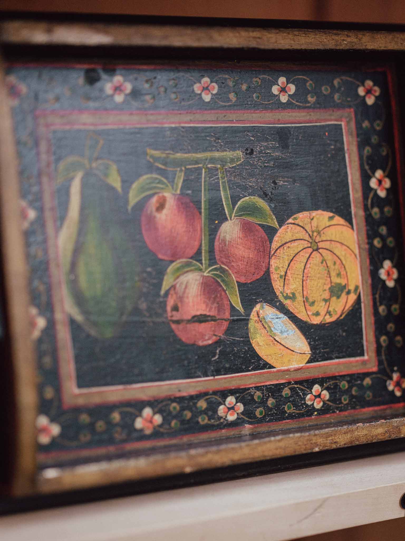 Hand Painted Vintage Fruit Tray with Handles