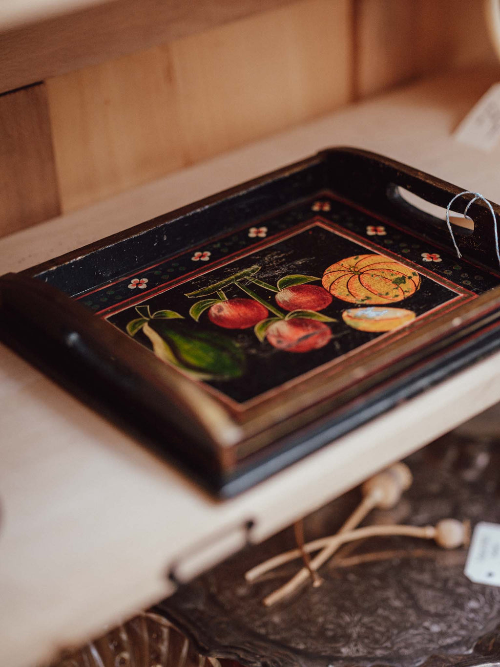 Hand Painted Vintage Fruit Tray with Handles