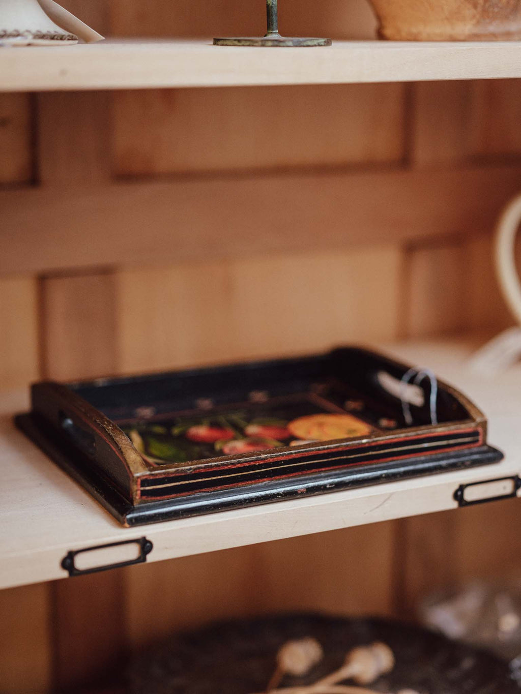 Hand Painted Vintage Fruit Tray with Handles