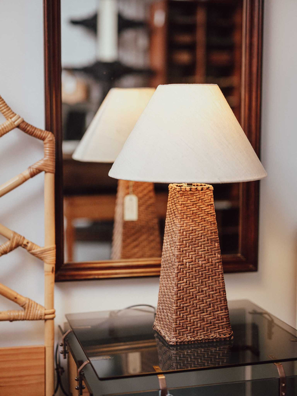 Vintage Woven Cane Table Lamp