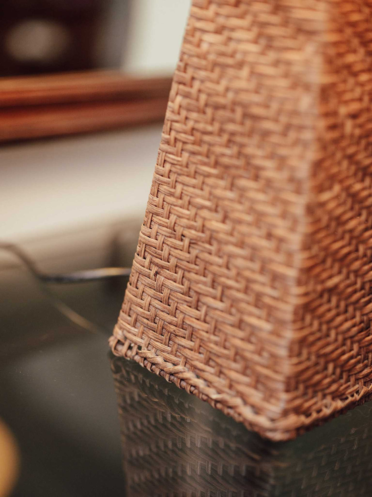 Vintage Woven Cane Table Lamp