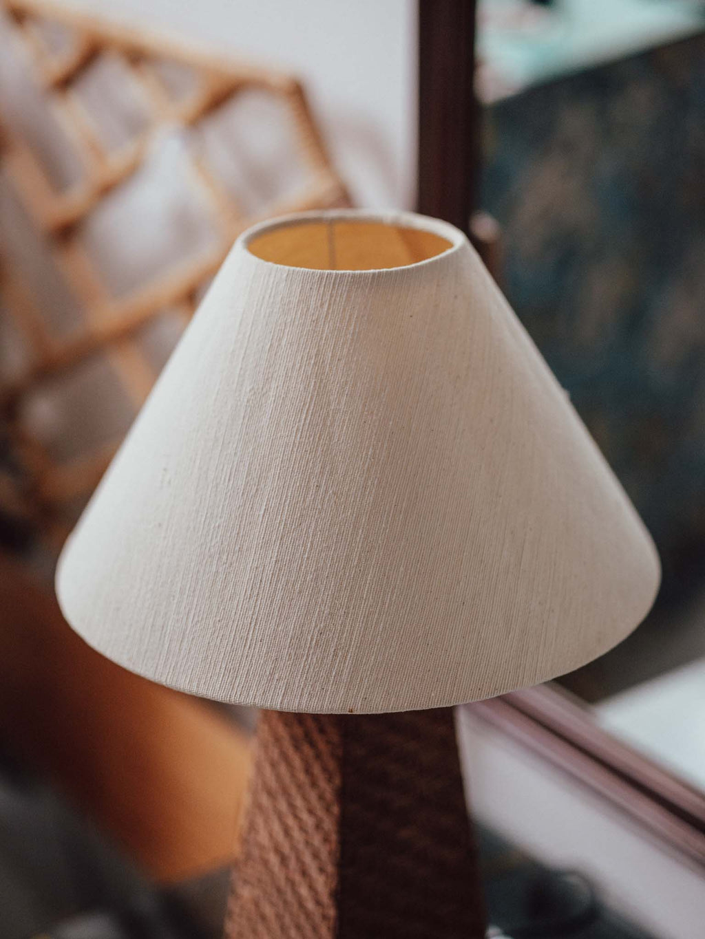 Vintage Woven Cane Table Lamp